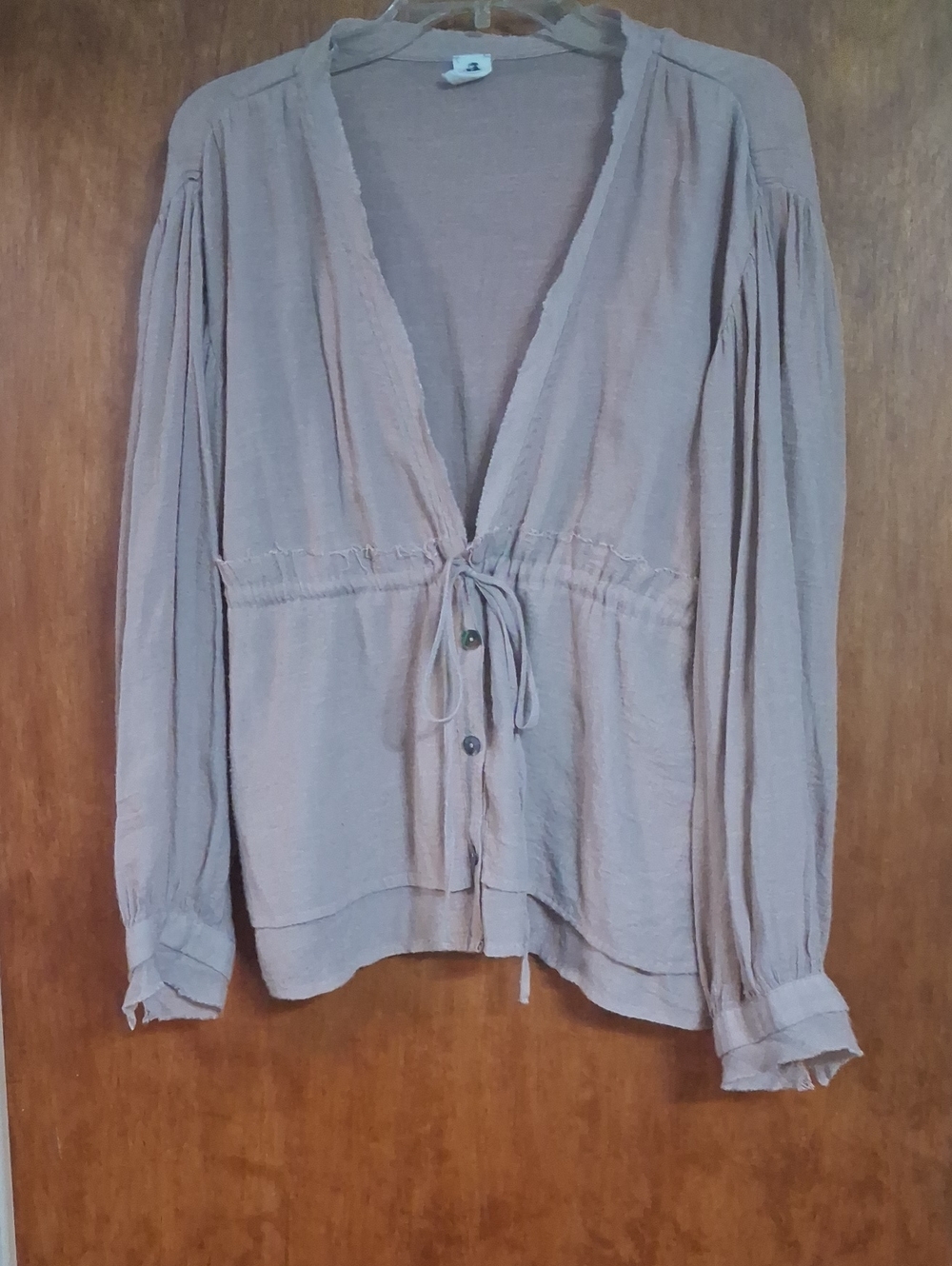 Relaxed Tie-Front Tunic Top in Taupe